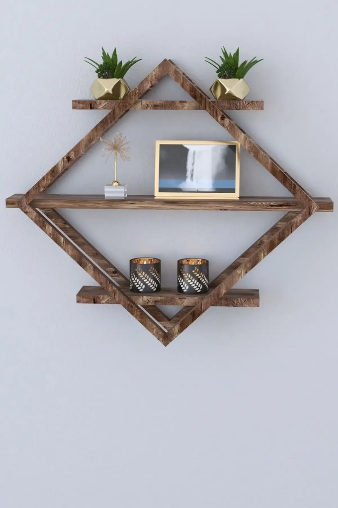 Resigilat:Raft de perete din lemn Platy Homs, maro