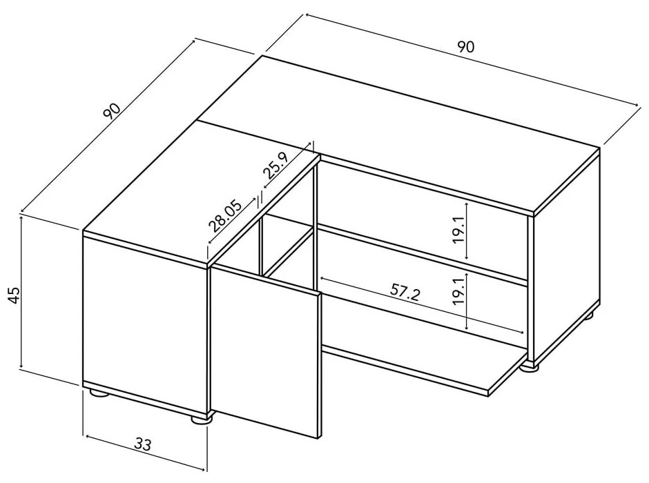 Comodă TV alb-natural cu aspect de lemn de stejar 90x45 cm Angle – TemaHome