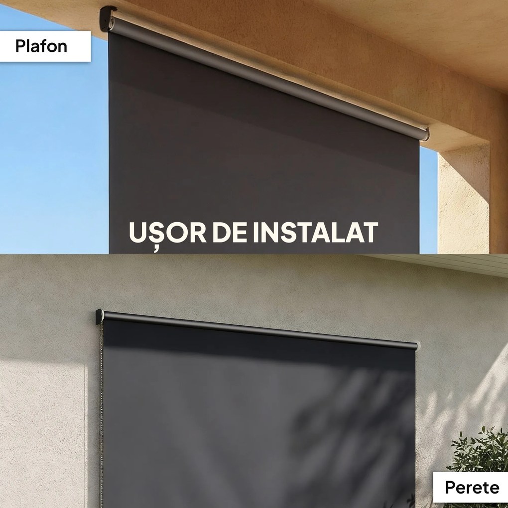 Outsunny Jaluzea Rulou Opacă pentru Exterior, 240x160 cm, Gri Închis | Aosom Romania