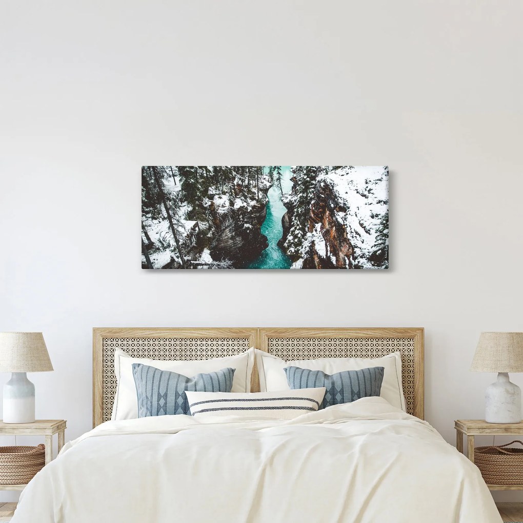 Tablou - râul de munte iarna (120x50 cm)