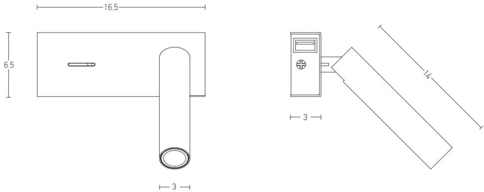 Aplica de perete cu spot LED directionabil, USB Charger Nihad alba