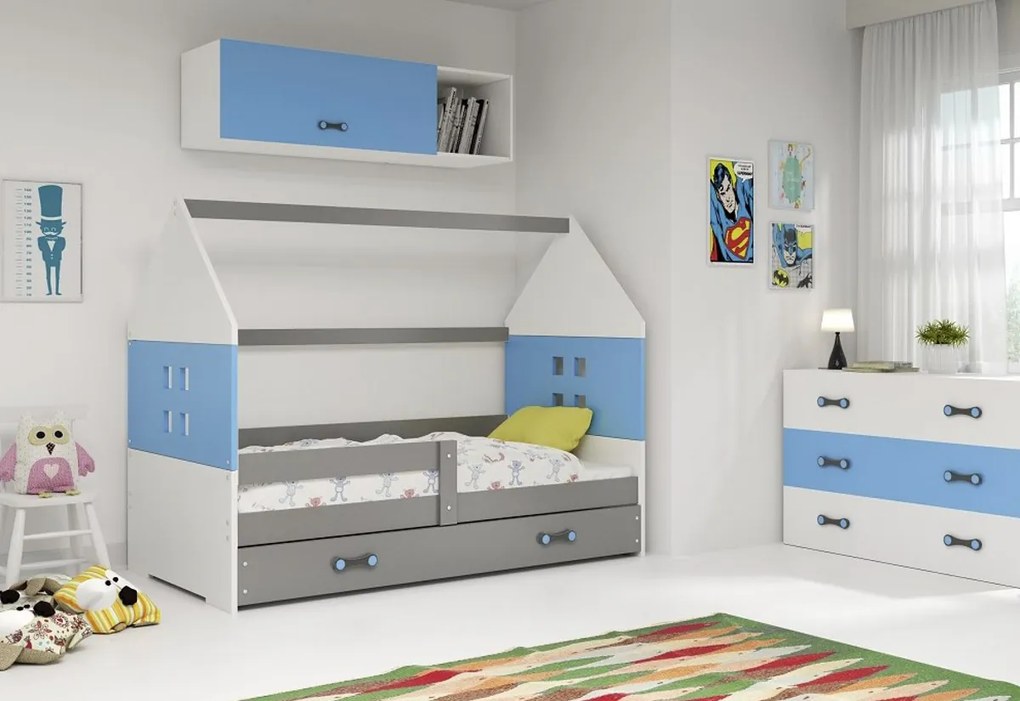 Supermobel Pat pentru copii MIDO P1 COLOR + saltea + somieră GRATIS, 80x160, alb, alb