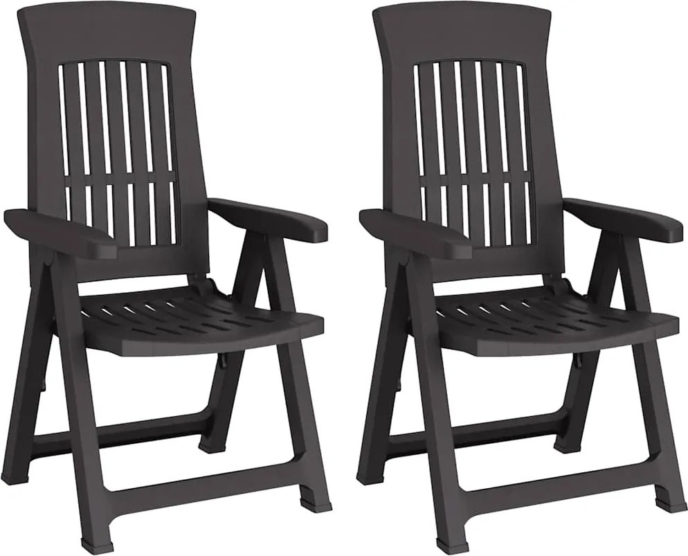 vidaXL Scaune de grădină rabatabile, 2 buc., antracit, PP