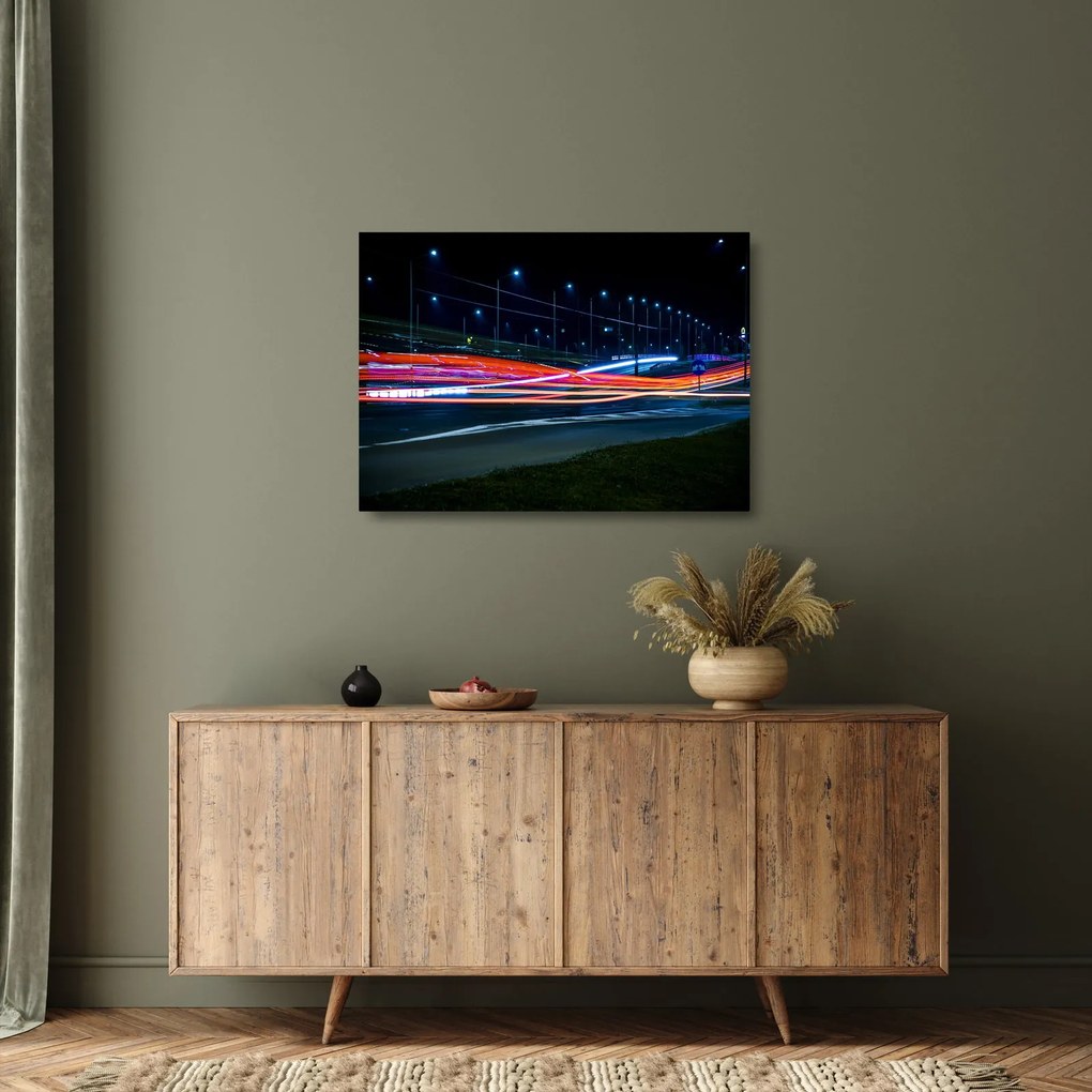 Tablou pe sticlă orașului nocturn (70x50 cm)