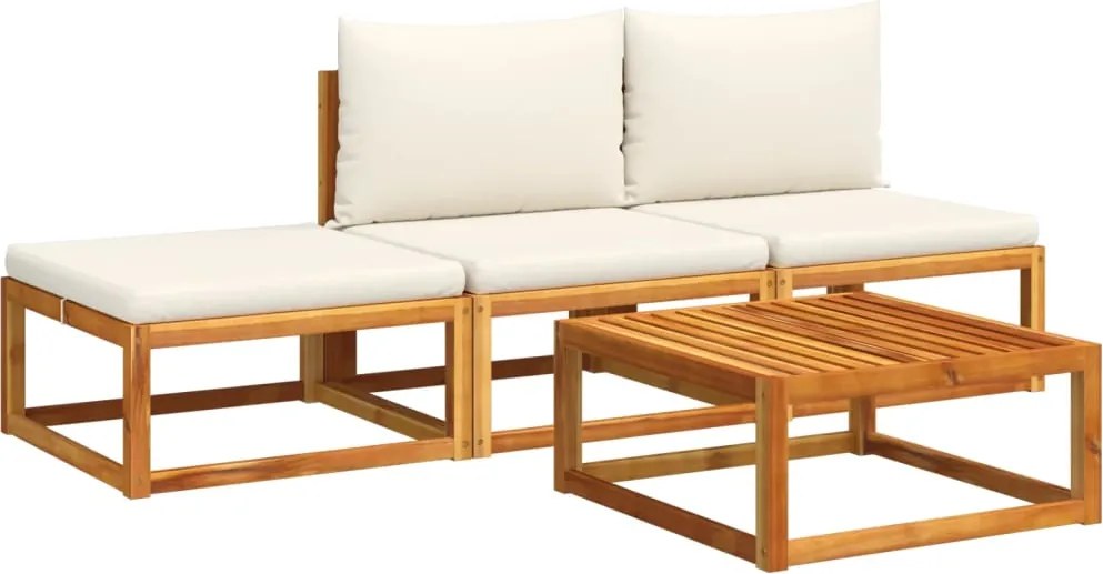 vidaXL Set canapele de grădină cu 4 piese și perne, lemn de salcâm și ratan