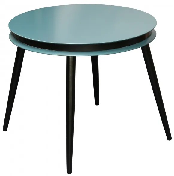 Set 2 masute de cafea rotunde din lemn de plop Suri 40x40x44 cm petrol/negru