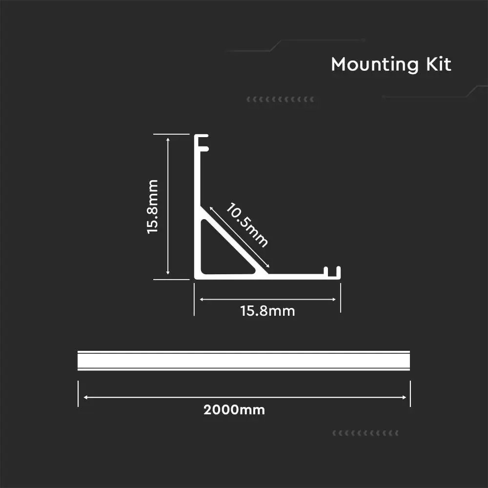 Profil Banda LED de Colt, Aplicat (PT), Aluminiu + Alb Mat, 2m