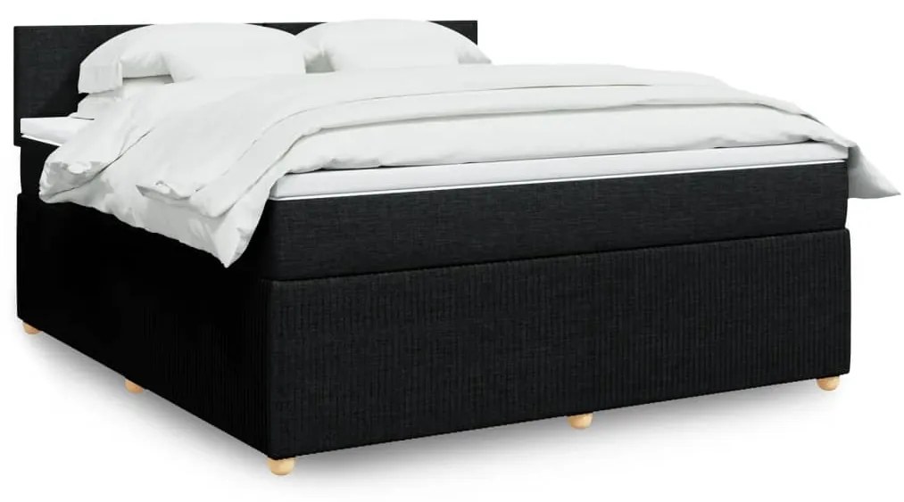 3289830 vidaXL Pat box spring cu saltea, negru, 180x200 cm, catifea