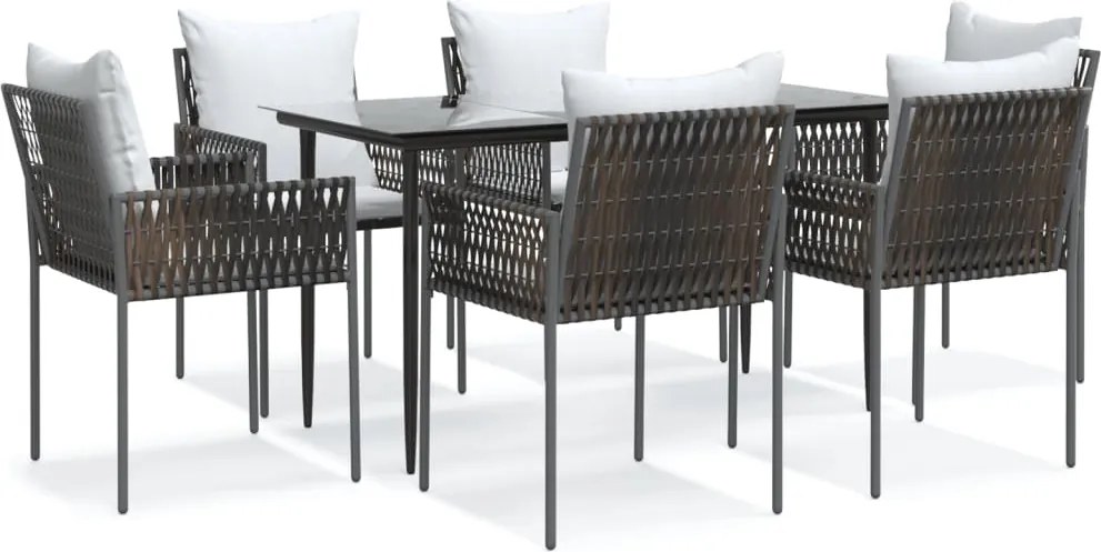 vidaXL Set mobilier de grădină cu perne, 7 piese, poliratan și oțel