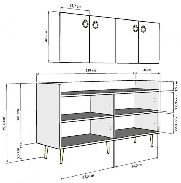 Dulap Living 140 X 75.2 X 40 Daring - White