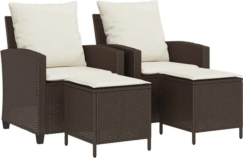 vidaXL Set canapele de grădină, 4 piese, cu perne, maro poliratan maro