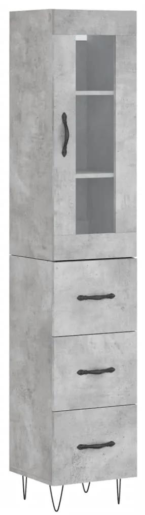 3199269 vidaXL Dulap înalt, gri beton, 34,5x34x180 cm, lemn prelucrat