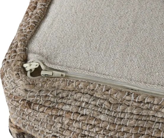 Pouf din iută, lână și bumbac țesut manual, 45 x 45 x 45 cm, „Jute Wool Footrest"