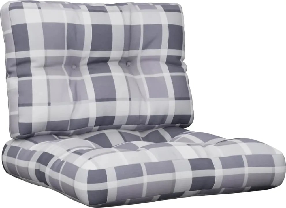 vidaXL Perne pentru paleți, 2 buc. gri, țesătură, model cu carouri