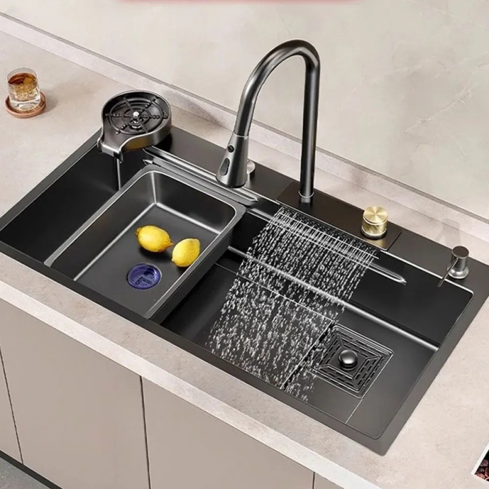 Chiuvetă de bucătărie, multifuncțională, oțel inoxidabil,Gri antracit,1009