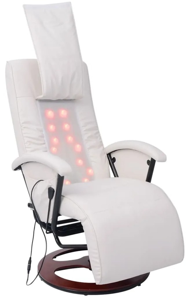 242509 vidaXL Fotoliu de masaj Shiatsu, alb, piele ecologică
