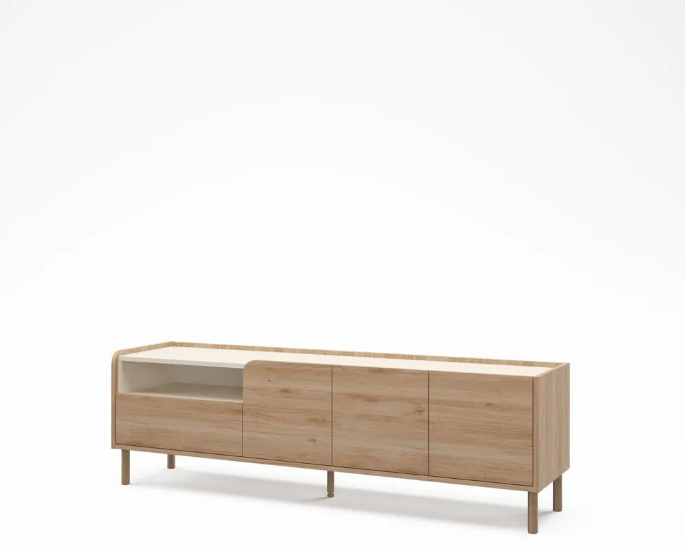Comodă TV în culoare naturală cu aspect de lemn de stejar 180x55,5x44 cm Monza – Marckeric