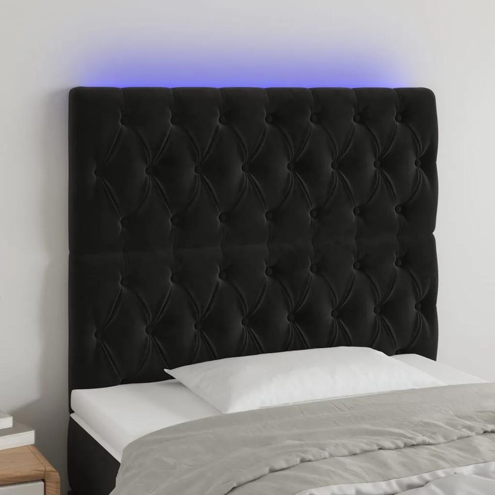 3122804 vidaXL Tăblie de pat cu LED, negru, 100x7x118/128 cm, catifea