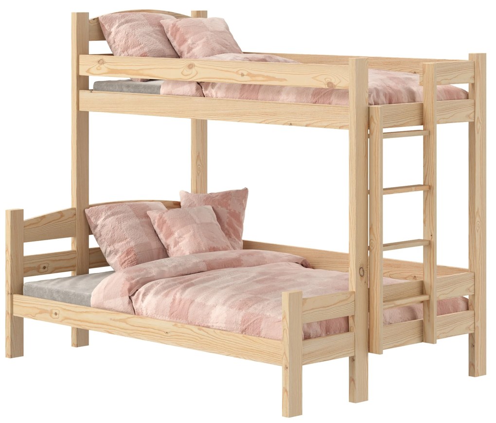 Pat supraetajat Lovic 90x200/120x200 cu sertare dreapta - pin