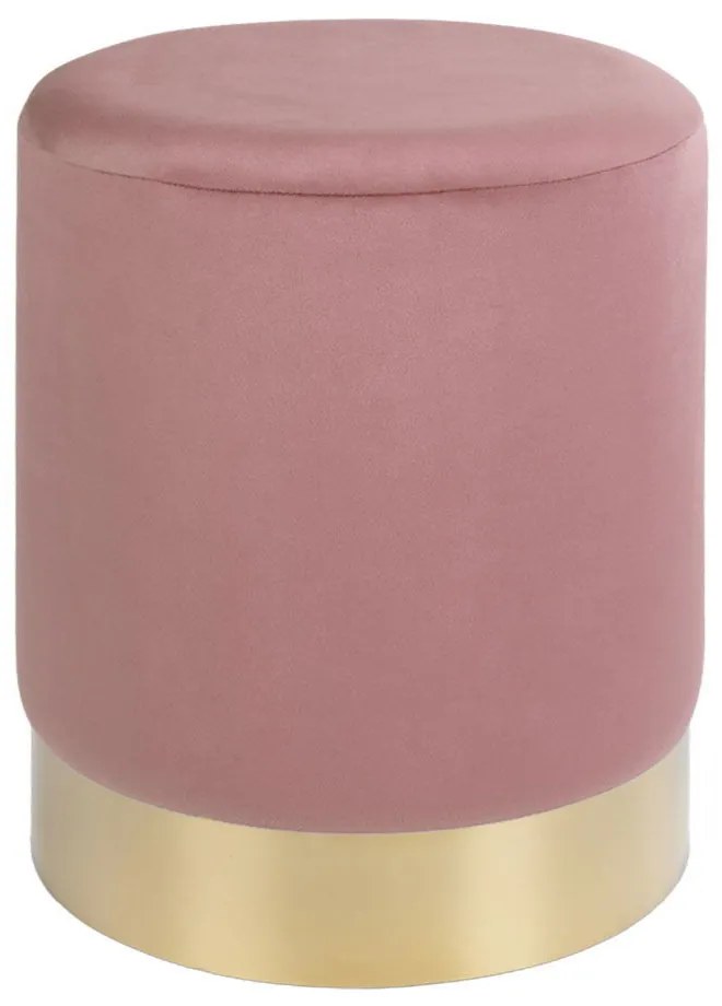 Gamby Pouf din catifea cu bază din cupru roz, 34x43 cm
