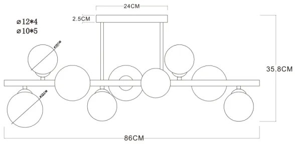 Lustră LED pe tijă Globo 56133-9D RIHA 9xG9/3,5W/230V