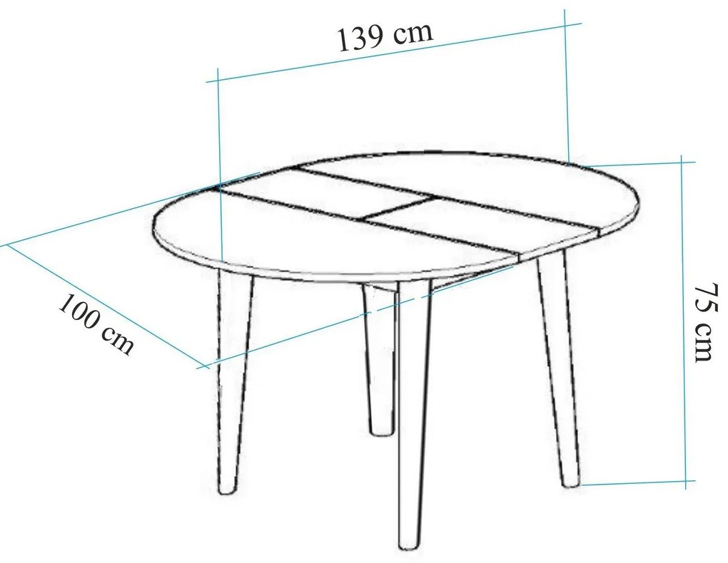 Masă de sufragerie extensibilă Nidupo 2 (pin atlantic) (pentru 4 persoane). 1093749