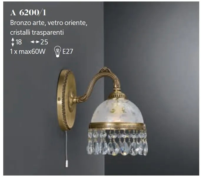 Aplica de perete design clasic realizata manual din alama si Cristal Scholer 6200