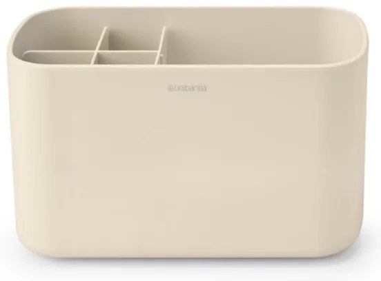 Organizator pentru periute de dinti Cutie Brabantia ReNew 1006270, Rezistent la coroziune, Separator intern, Baza antiderapanta, Bej