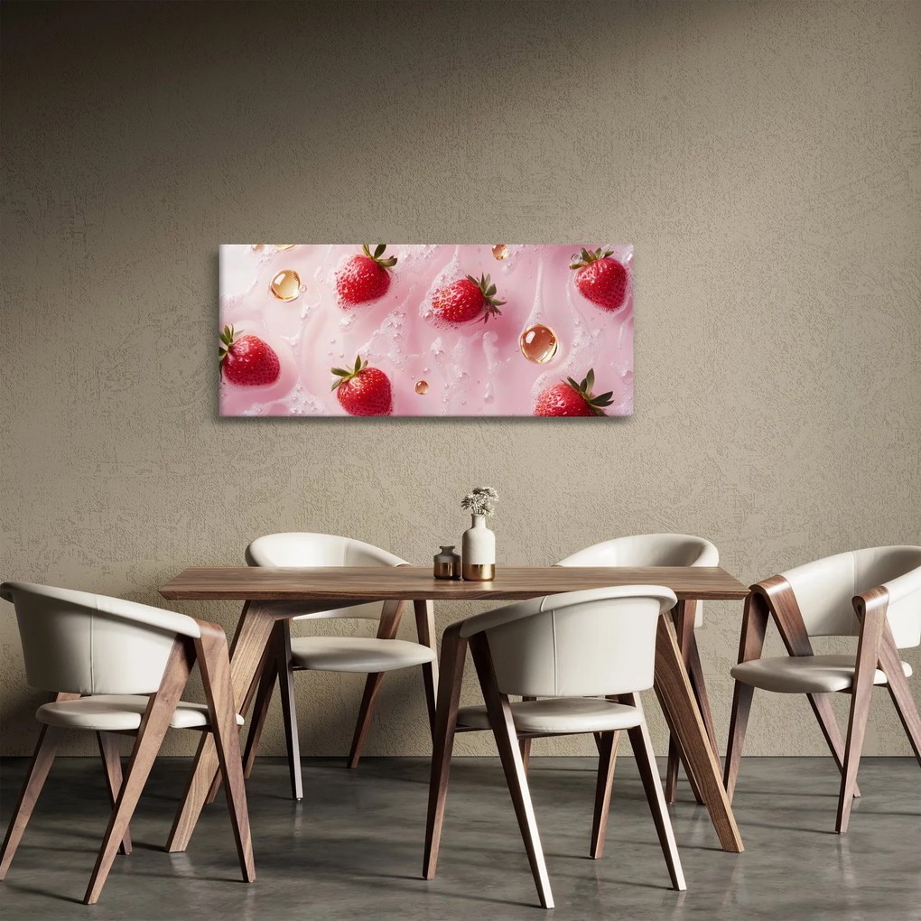 Tablou - Căpșuni în bule (120x50 cm)