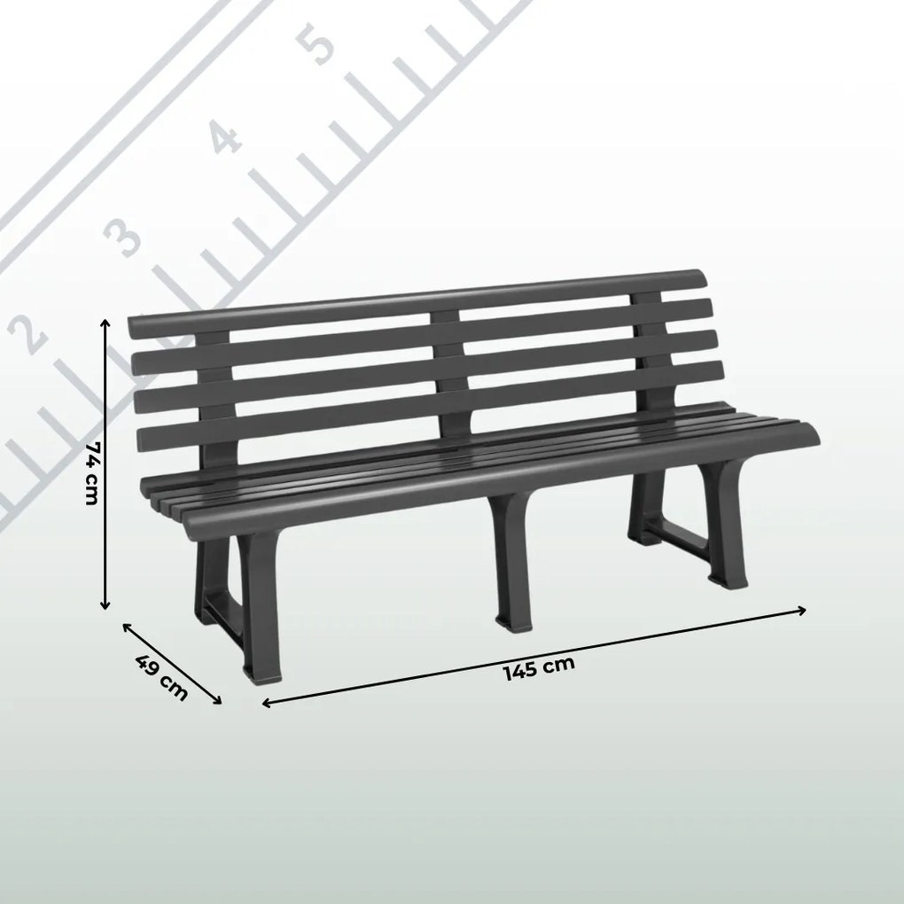 Bancă de grădină ORCHIDEA, 145x49x74cm, antracit I.P.A.E-Progarden