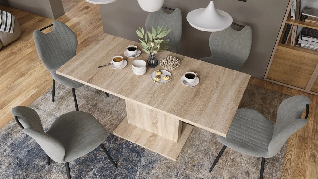 Mazzoni ASTON MINI Stejar Sonoma - MĂSUȚĂ DE CAFEA MODERNĂ EXTENSIBILĂ REGLABILĂ PE ÎNĂLȚIME MASĂ TRANSFORMABILĂ