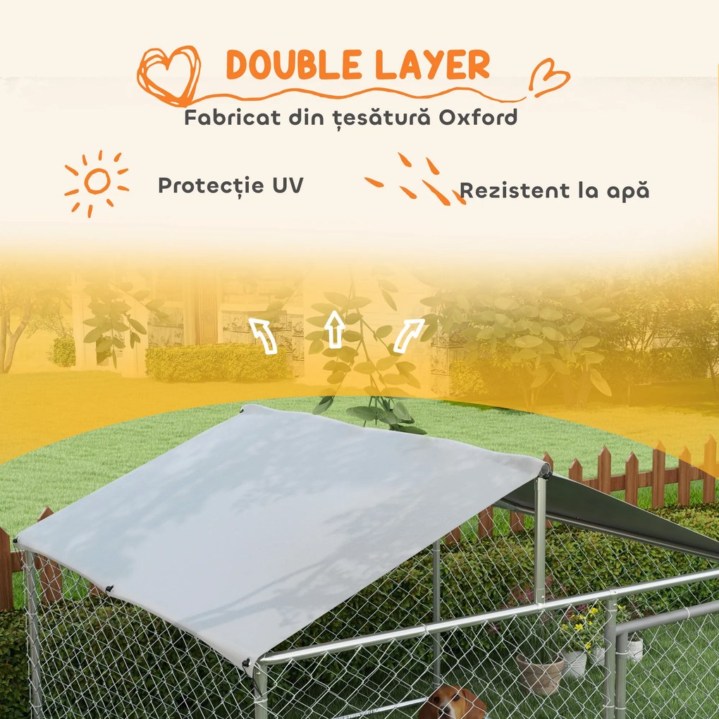 PawHut Cusca Joaca Exterior pentru Caini Mici/Mijlocii, Rezistenta cu Copertina Impermeabila | Aosom Romania