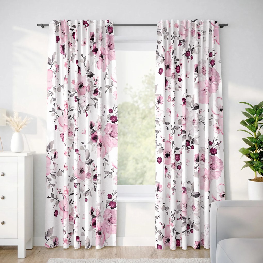 Goldea draperie 100% bumbac - flori de cireș sakura 160x140 cm