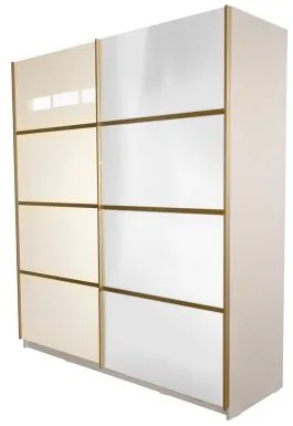 Gold Dulap 1800 Crem cu usi MDF Lucios si Oglinda