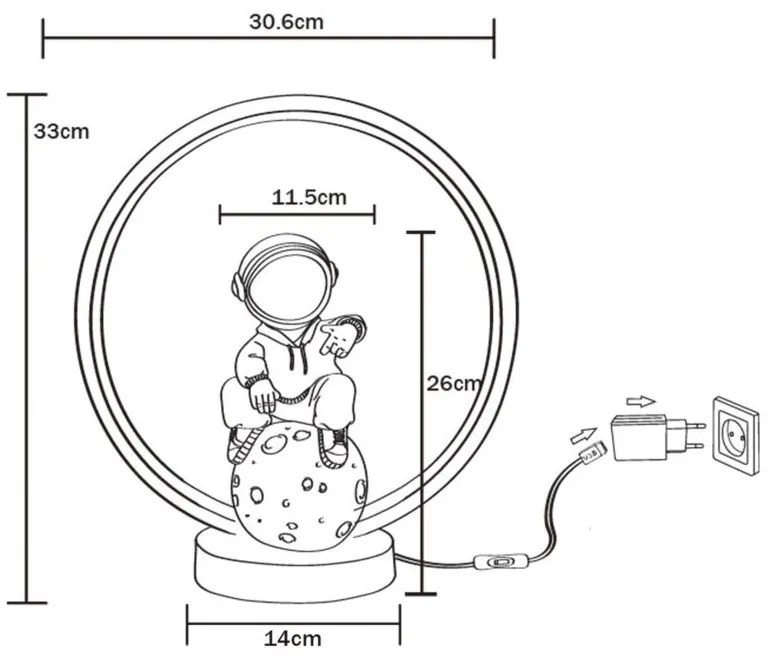 Veioza LED Camera Copii, Tineret, ASTRONAUTA