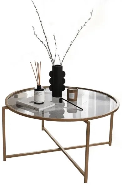 Măsuță de cafea SUN 40x83 cm auriu/transparent