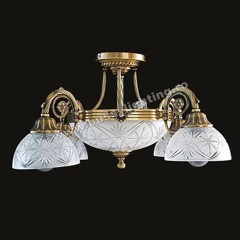 Lustra Dakar cu 5 Brate, Desing Clasic, Finisaj Bronz Antic - Bussy Lighting 3087-52-05K