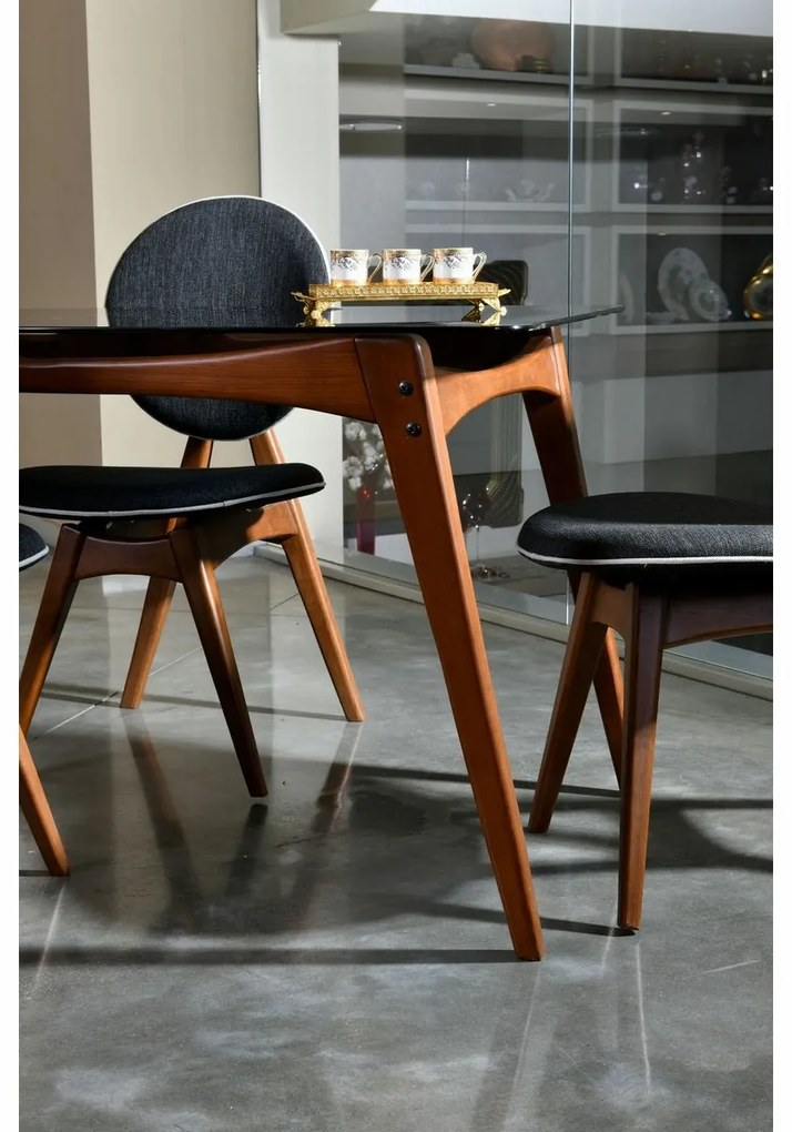 Set de scaune de sufragerie Touch Anthracite andWalnut, 2 buc.