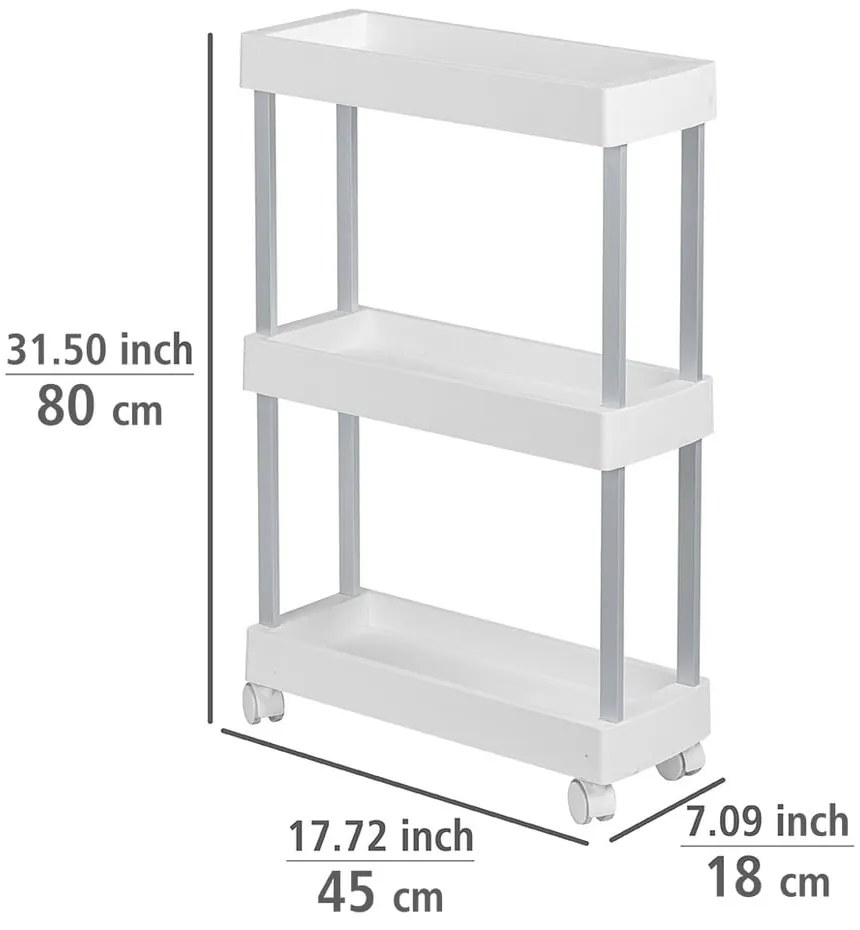 Etajeră pe roți albă din plastic 45x80 cm Mino – Wenko