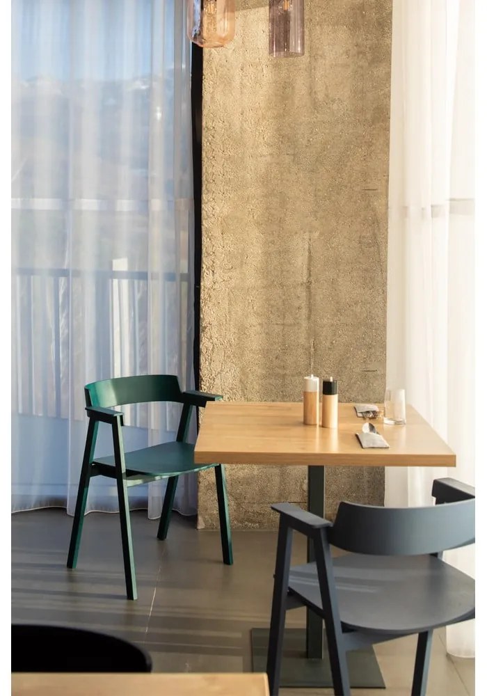 Scaun de dining petrol cu cotiere din lemn de stejar Flip – Gazzda