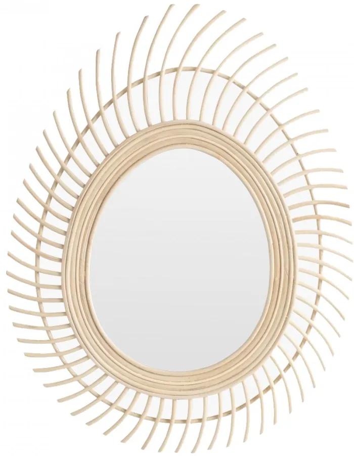 Oglinda ovala crem din ratan si sticla 58x77 cm Peacock Natural Raw Materials