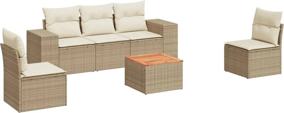 vidaXL Set canapele de grădină cu perne, 6 piese, bej, poliratan