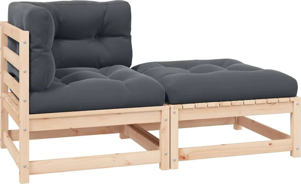 vidaXL Set mobilier de grădină cu perne, 2 piese, lemn masiv de pin
