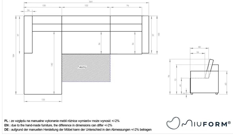 Colțar modular bej extensibil/cu spațiu de depozitare (cu colț pe partea stângă) Lulu – Miuform