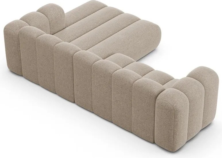 Colțar bej cu tapițerie din chenille (cu colț pe partea dreaptă/cu șezlong) Lupine – Micadoni