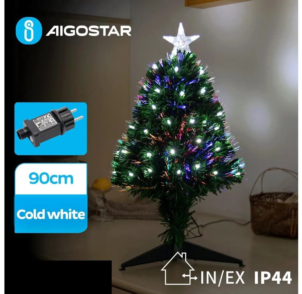 Aigostar - Brad de Crăciun LED pentru exterior, 90 cm, 3,6 W, 230 V, IP44, alb rece