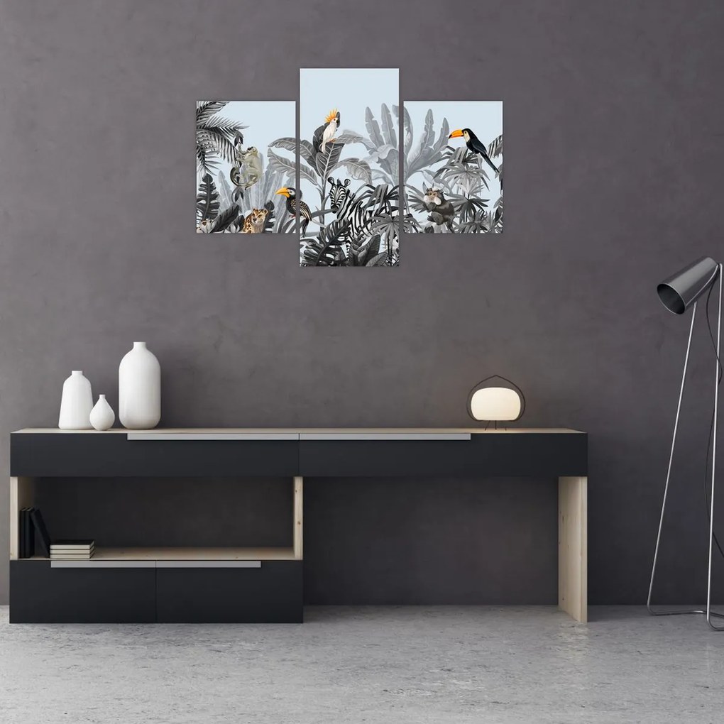 Tablou - Animale în pădurea tropicală (90x60 cm)