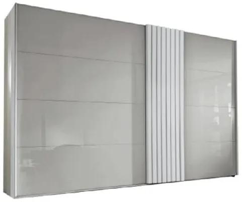 Dulap silk grey/sticla gri - alb 319x223x68cm TEGIO