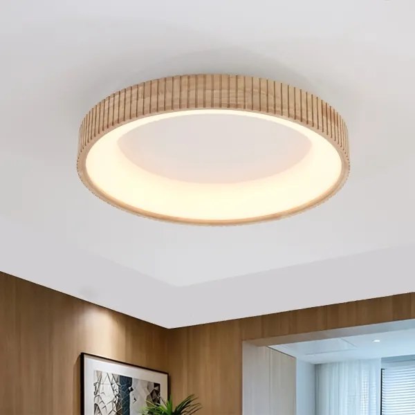 Brilagi - Plafonieră LED FALCON WOOD MODERN, 40W, 230V, Ø 60 cm, cu finisaj lemn