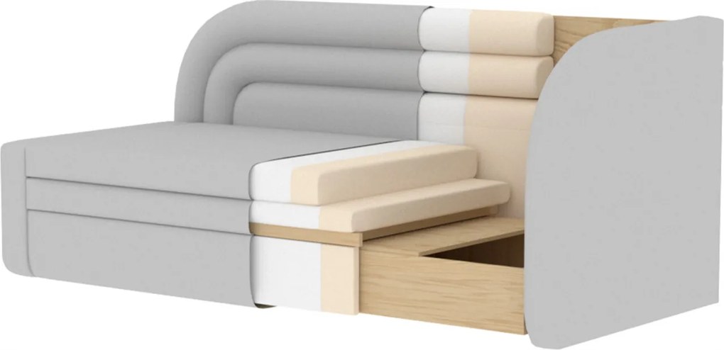 Canapea extensibila brat dreapta 3 locuri, ELTAP, Fabillo, 223x86x80 cm, lemn/poliester, bej